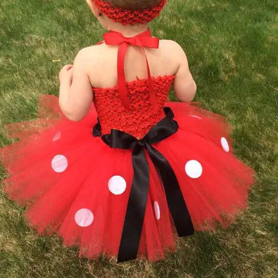 Cute girl Tutu dress baby crochet chiffon Tutus with white polka dot bow and headband childrens Par role-playing dress W250111