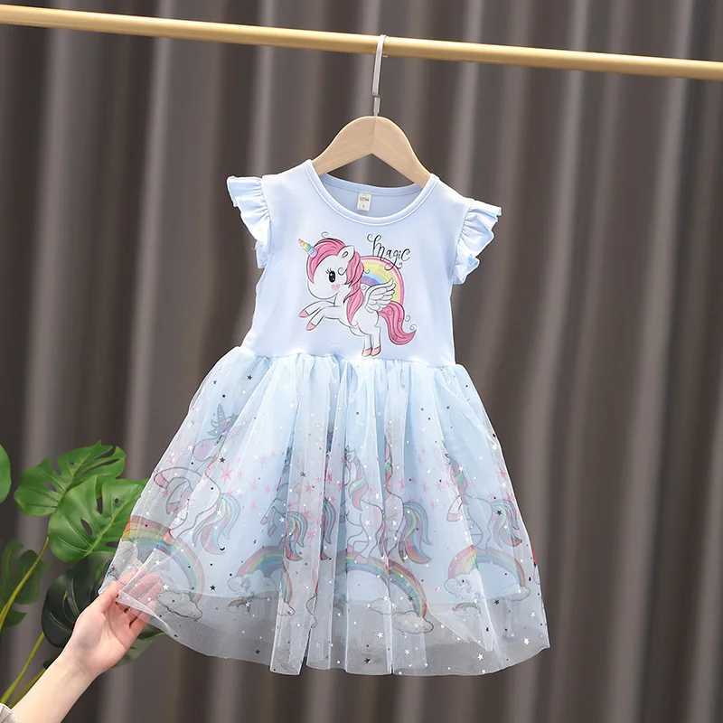 2025 new womens summer princess dress short sleeved pure cotton childrens dress Par girl dress childrens clothing 3-8Y W250326