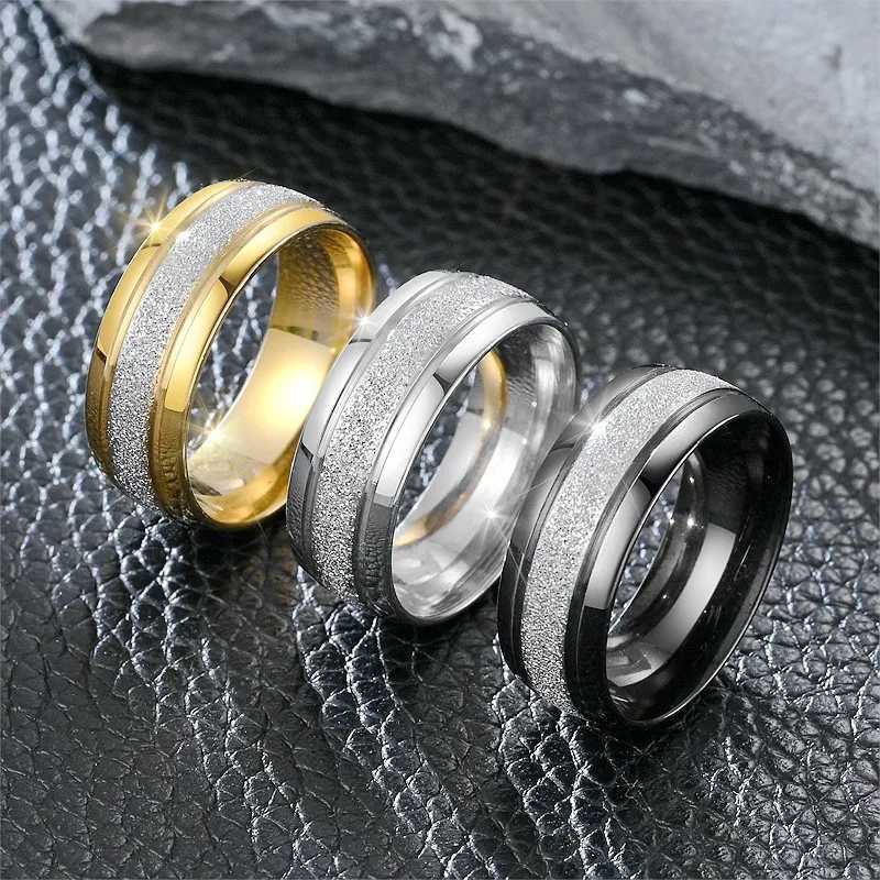 LETI 2024 New Fashion Gold Silver Color Frosted Ring For Men Punk Vintage Wedding Engagement Band Party Jewelry GiftsXJ250110