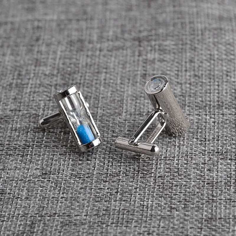 Blue crystal hourglass cufflinks mens Canadian French shirt cufflinks mens tie clip cufflinks fashion boy friend gift W250111