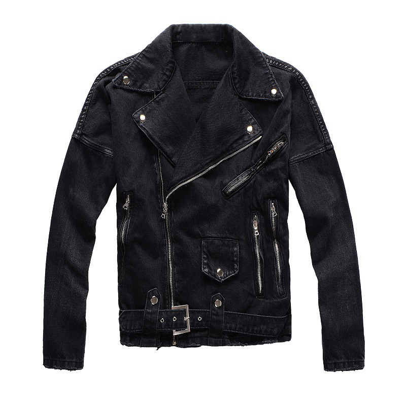 Black Coat Men's Denim Jacket Fashion Tide Slim Fit Outer Punk Style Motorcycle Jacket Boys Coats Spring Autumn MALE Cowboy Outerwear Tops XXXXL