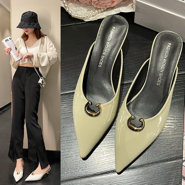 Women Slippers New Fashion High hot Heel Pointed Toe Versatile Triple Black White Yellow Green Pink Free shipping
