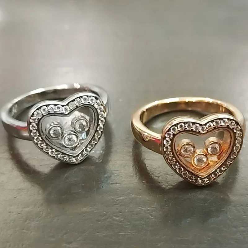 High quality AAA zircon mobile 3-stone heart-shaped ring suitable for womens fashion jewelry W250111