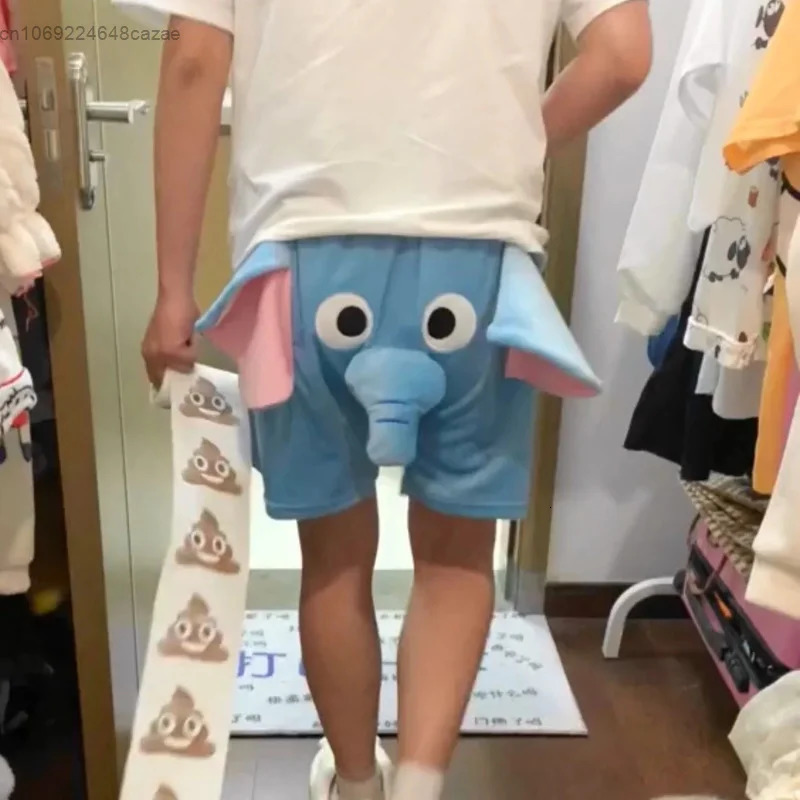 TikTok womens mens shorts cute little fly elephant summer cartoon 3D pajamas couple soft home shorts Kawaii 250109