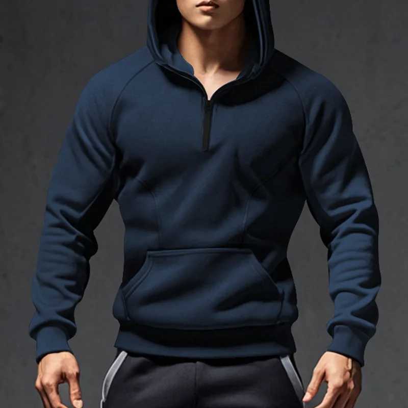 European and American long sleeved sportswear mens casual zipper half zipper color blocked wool sportswear W250110