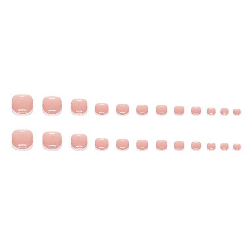 White French Press on Nails Fake Nails Tips with Sticker False Toenail Design Butterfly Lovely Girl False ToenailXJ250110