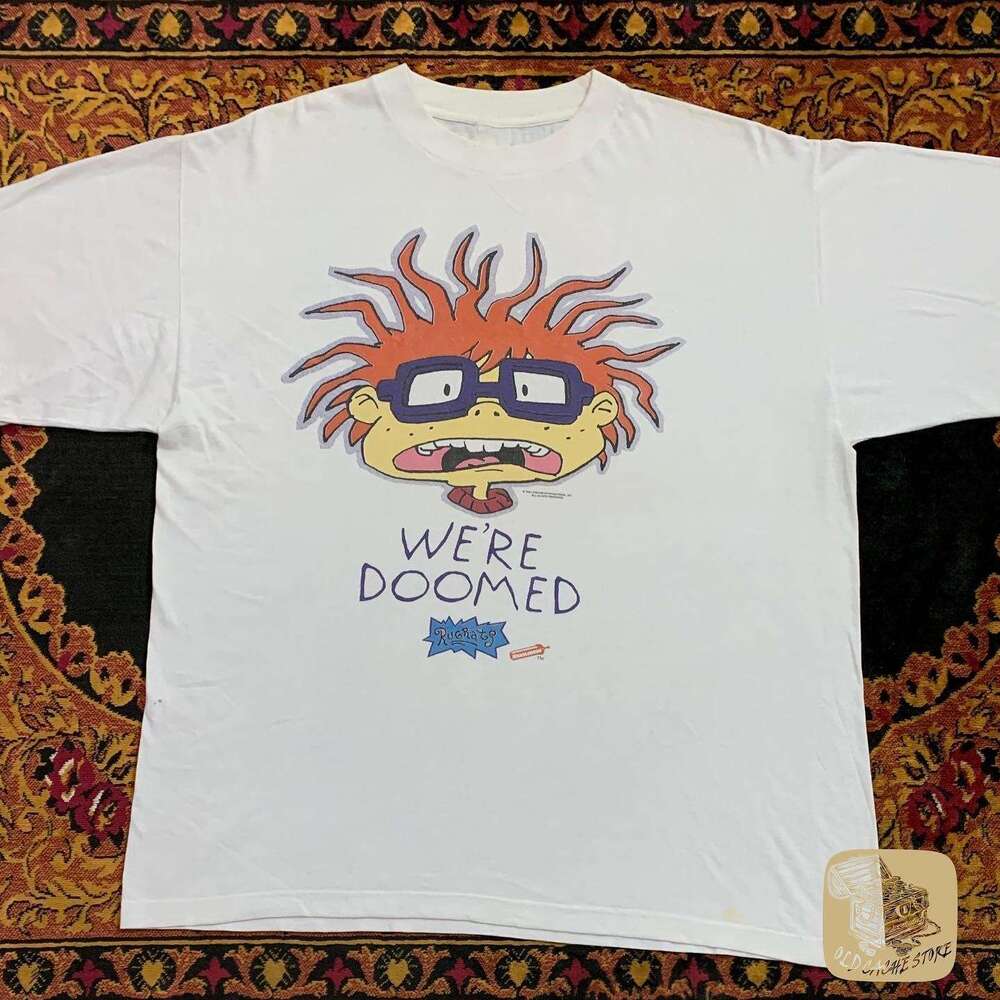 Nostalgic hand-painted texture cute top half college student youth street unique short sleeved T-shirt