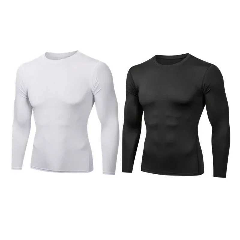 Mens compression shirt long sleeved bottom quick drying running T-shirt sports exercise top fitness suit W250111