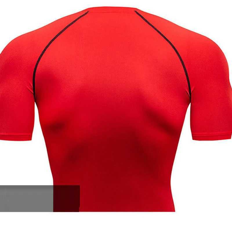 Mens compression running T-shirt tight fitting short sleeved T-shirt training running sweatshirt gym sweatshirt quick drying W250111