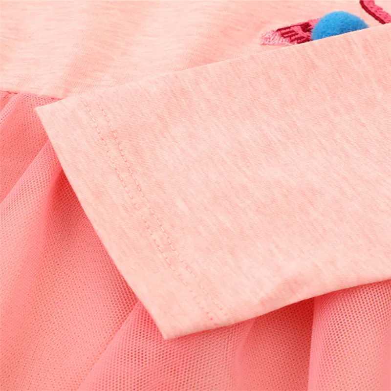 Jumping Meters 2-7T Long Sleeve Girls Dress Flamingo Hot Selling Princess Par Tutu Birthday Dress Childrens Autumn Winter Dress W250111