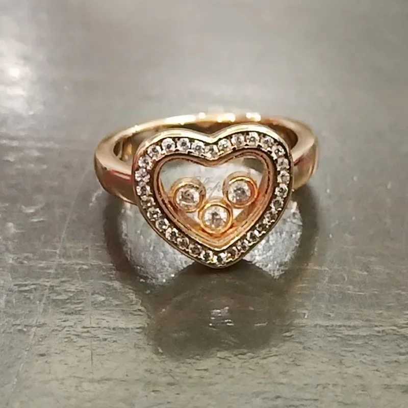 High quality AAA zircon mobile 3-stone heart-shaped ring suitable for womens fashion jewelry W250111