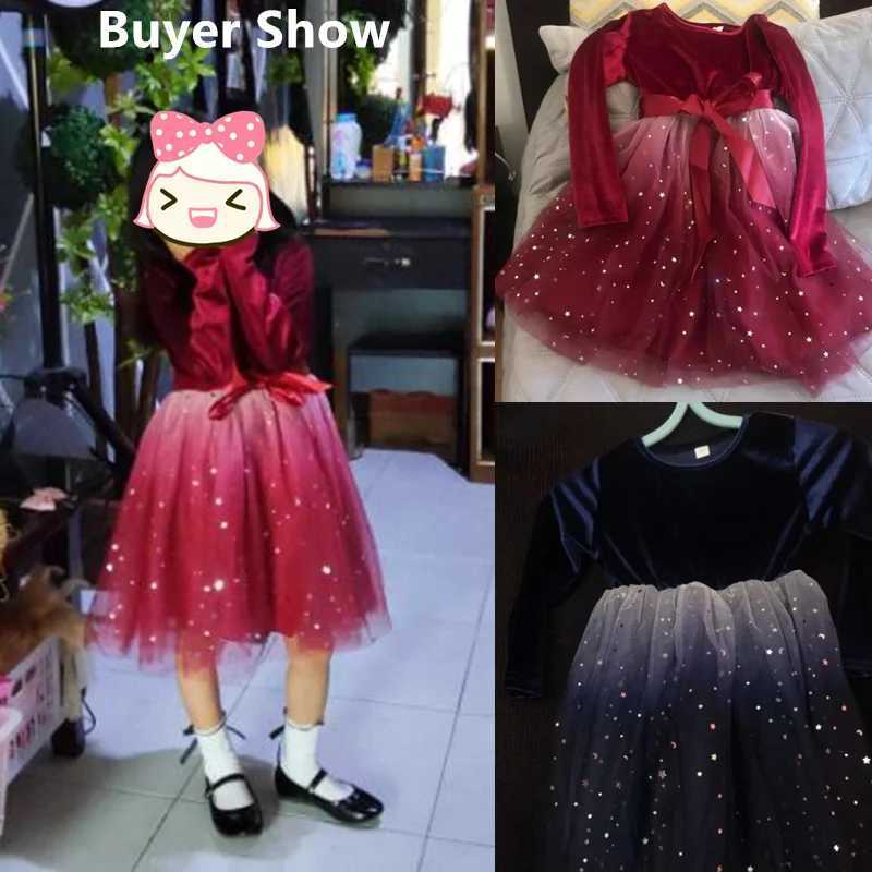 3-8-year-old childrens and girls red Christmas spring long sleeved dress suitable for childrens birthdays and weddings wearing fashionable autumn clot