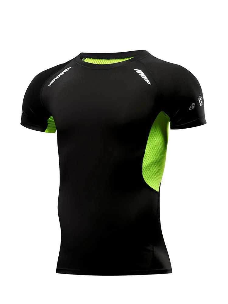 Green Edge Summer Mens High Elasticity Short SLeep Tight and Fast Drying Top Sports Fitness Clothing Running W250111