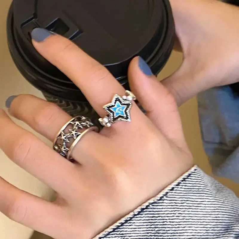 2024 Gothic Unisex Star Ring Set Punk Grunge Cross Star Woman Man Jewelry Hip Hop Party Street Ring Accories New GiftXJ250110