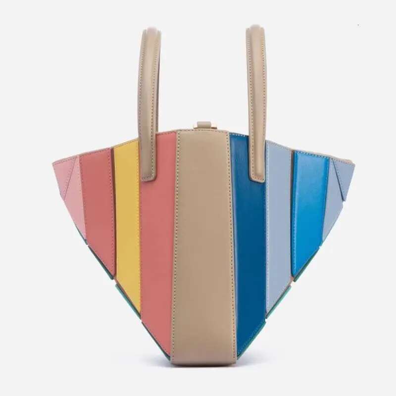 Fashion Square Women Shoulder Bags New Color Blocked Patchwork Niche Handheld Leisure Versatile Drawstring Crossbody Bag
