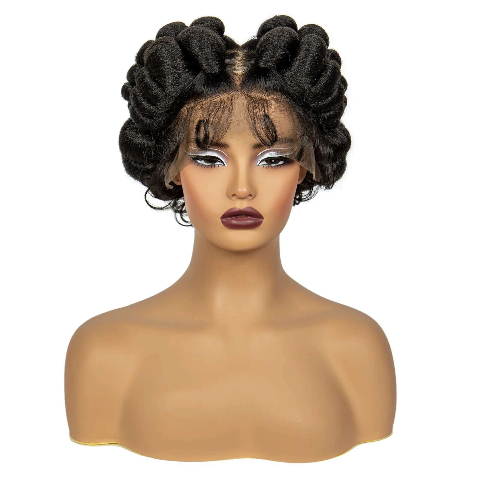 Synthetic Full Handmade Bantu Short Cute Natural Braided Lace For Black Women Knotless Braids Wigs