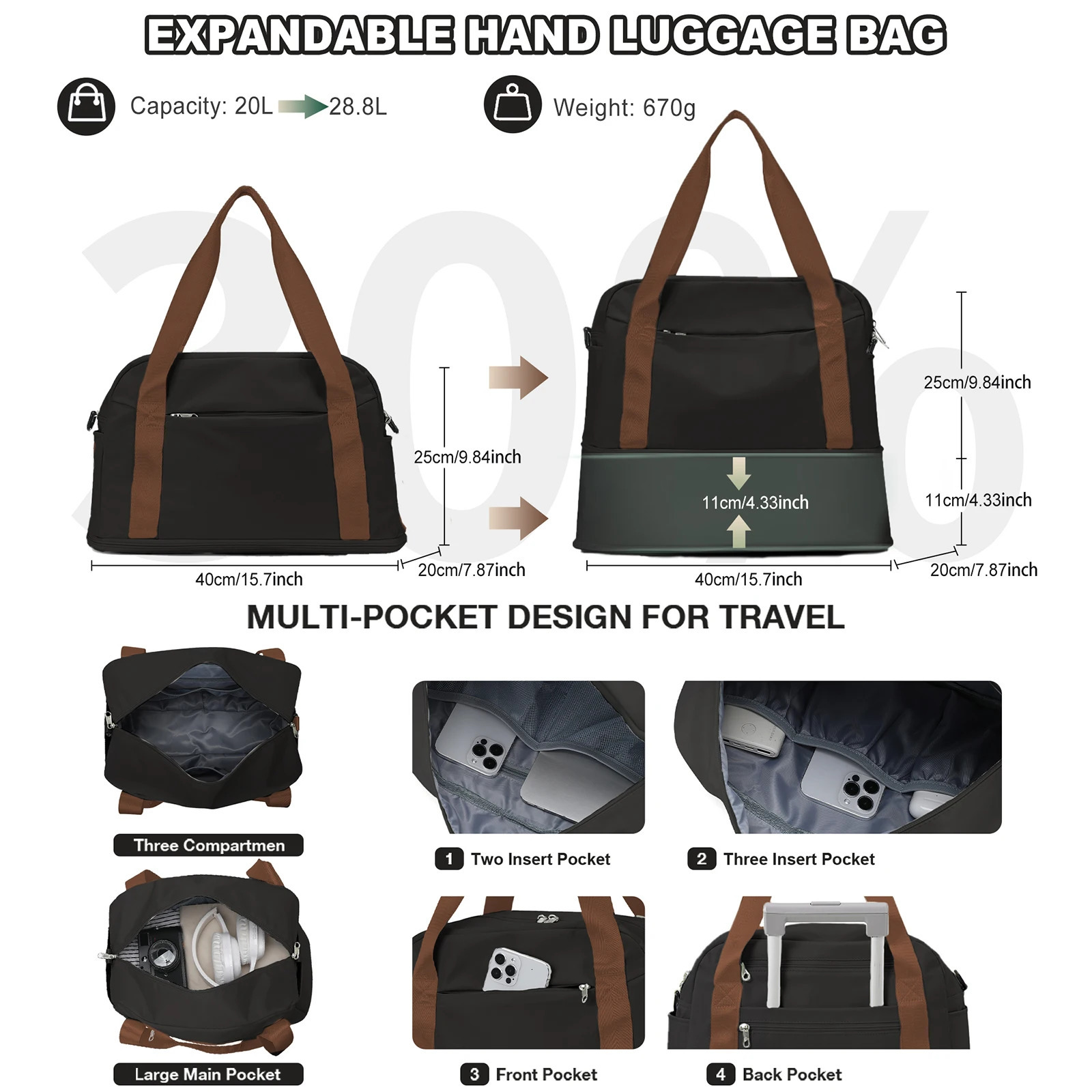 Duffel Bag Women Boston Bag Fitness Bag Large Size Luggage Travel Bag Expandable Dry-Wet Sports Fitness Bag bagsmart mujer Tote 250106