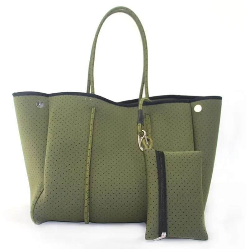 New Diving Fabric Neoprene Breathable Handbag Summer Large-Capacity Casual Shoulder Tote Travel Bag