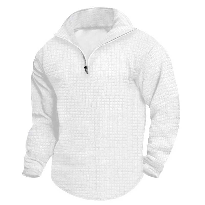 European and American Half Zipper Small Square Hoodie Mens Spring and Autumn Style Stand Collar Half Zipper W250110