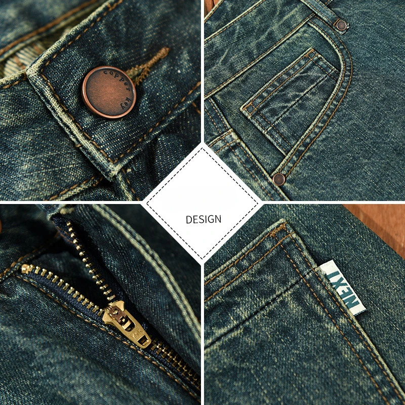 Spring and Autumn Cotton Retro Straight Jeans Mens Loose Trend Street Clothing Mens Trousers AG7178 250109