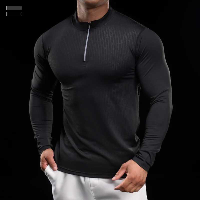 New mens jogging T-shirt fitness top running training suit round neck quick drying breathable long sleeved shirt W250111