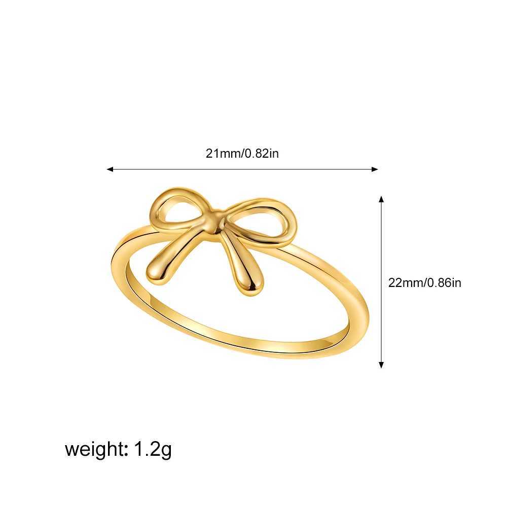 Minimalist Fashion Gold Color Stainl Steel Bow Rings Metal Waterproof Attractive Women Jewelry AccoriesXJ250110