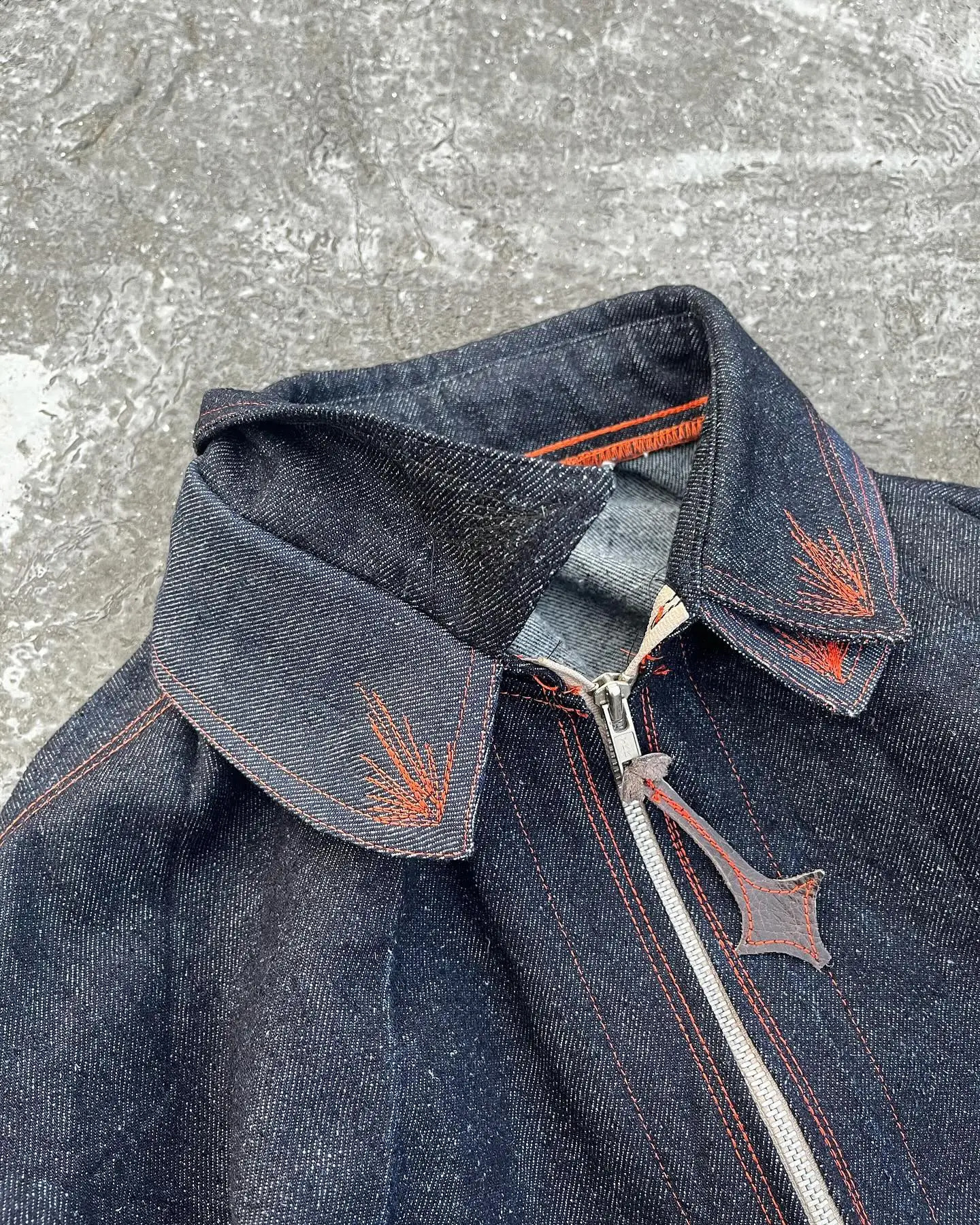 Star Embroidery Dark Blue Washed Retro Denim Jacket Punk Loose Multiple Pockets Double Collar Zipper Jacket Fashion Men Clothing 250110
