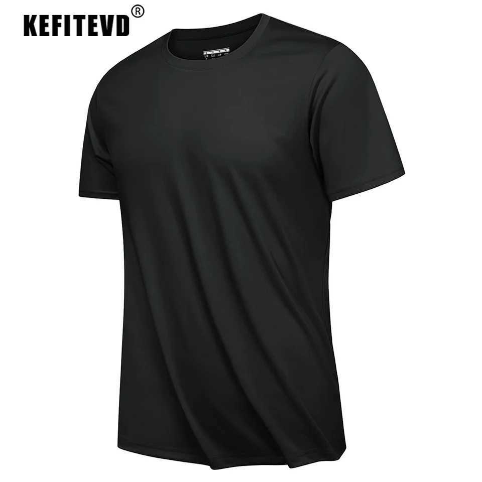 KEFITEVD summer quick drying T-shirt mens UPF 50+UV protective T-shirt lightweight crew neck running T-shirt top breathable sportswear W250111