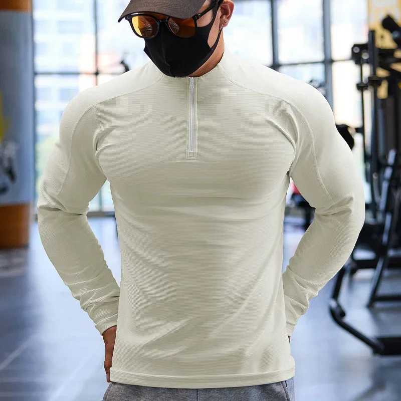 Sports and fitness jacket for men in autumn thick elastic fast drying ultra-thin gym training clothes outdoor running upright zipper top W250111