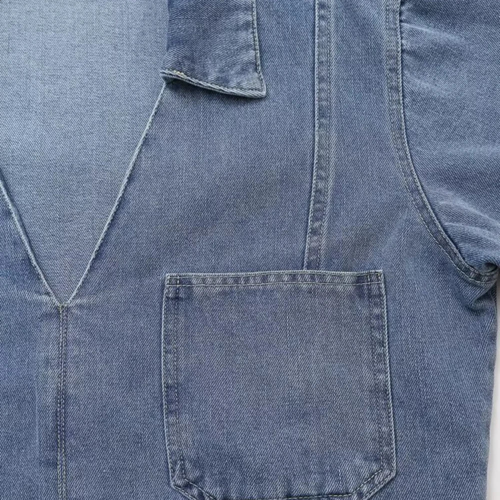 ZBZA Retro Denim Shirt Jean Wide-Leg Pant Suit Long Sleeves lapel Pullover Top Button Zip Pocket Jeans Fall Winter Lady Chic Set 250109