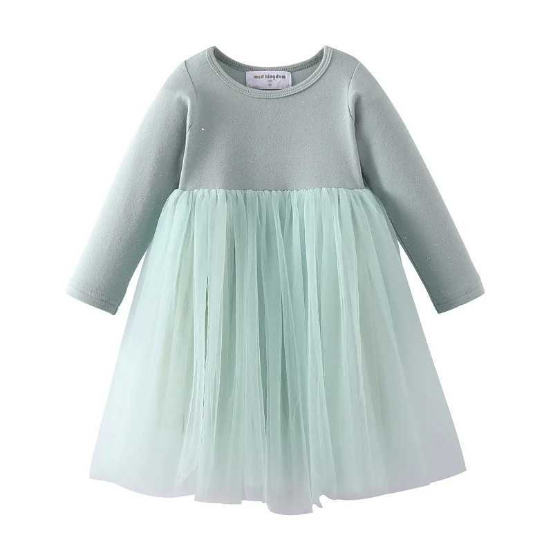 Mudkingdom Sparkle Girl Tutu Dress Long Sleeve Plain Shirt Girls Dress Solid Par Princess Dress Childrens Clothing Spring and Autumn W250111