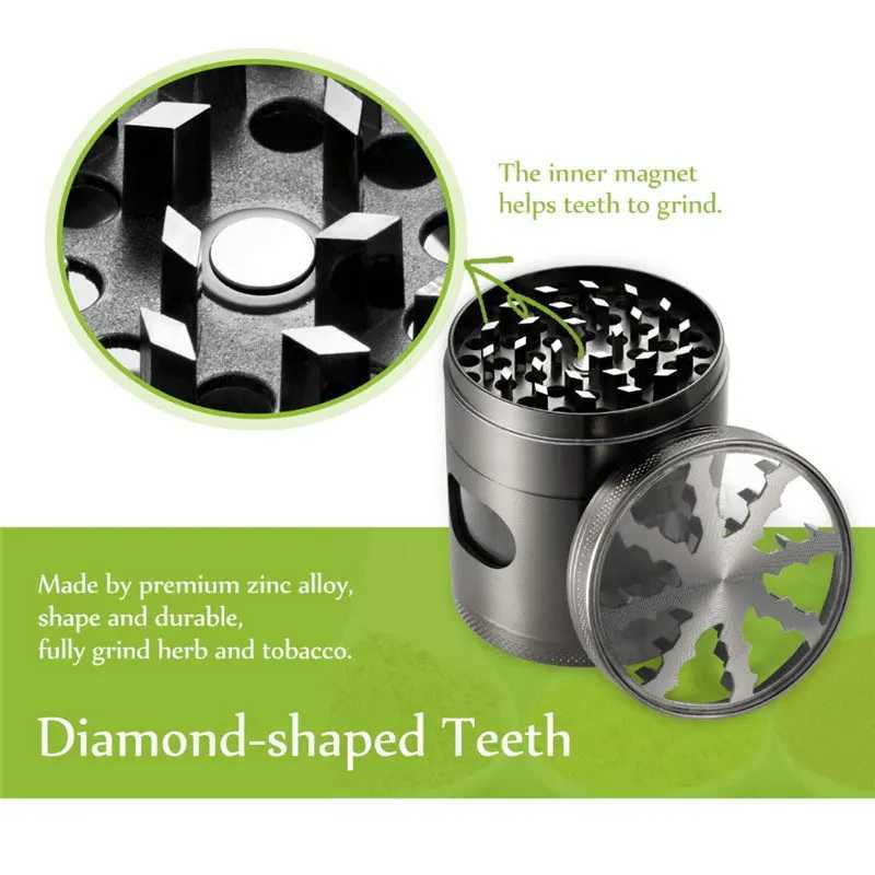 60MM 4 Layers Tobacco Grinder Zinc Alloy Manual Cigarette Tobacco Grinder Smoke Mill Herbal Herb Spice Mill Grass Smoke GrinderXJ250111