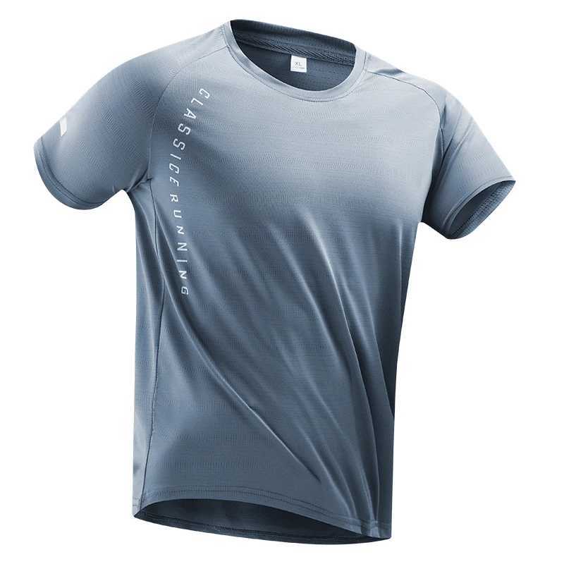 CHRLCK Mens Running T-shirt Summer Ice Silk Thin Top Reflective Printing Quick Drying Short Sleeve Breathable Fitness T-shirt W250111