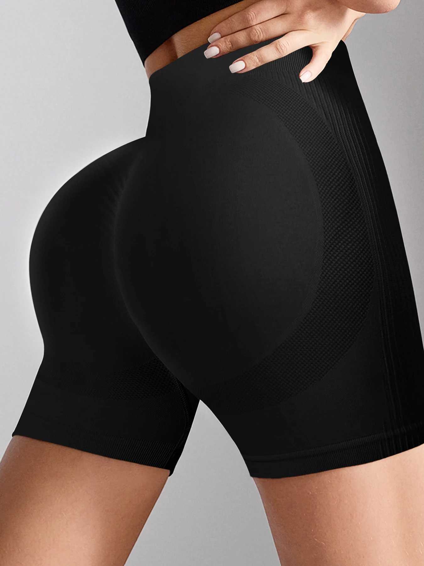 Breathable Sport Thread Running Fitness Tights Waist Lift Hip Elastic Knit Ribbed Hip Lift Yoga Shorts For WomenXJ250111