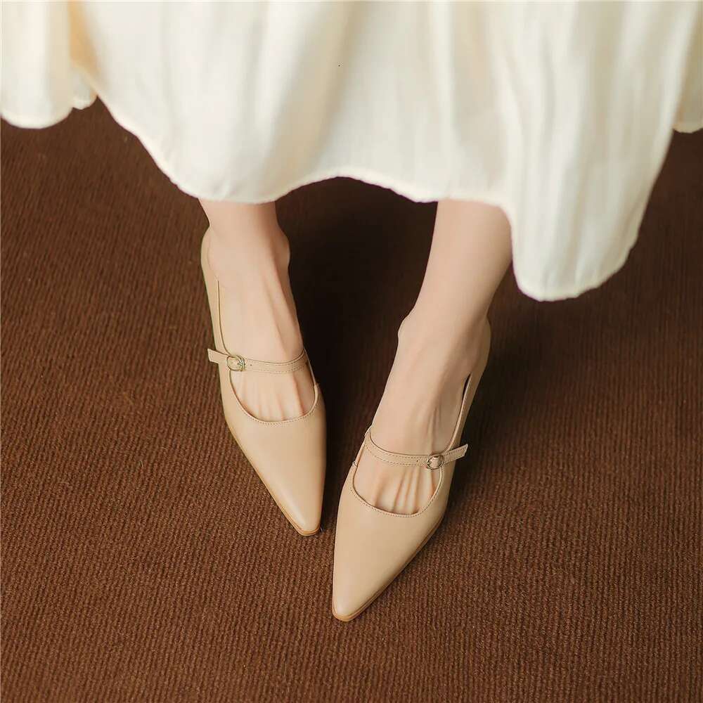 FEDONAS Elegant Women Pumps Thin High Heels Pointed Toe Mature Dress Office Lady Genuine Leather Shoes Woman Spring Summer New