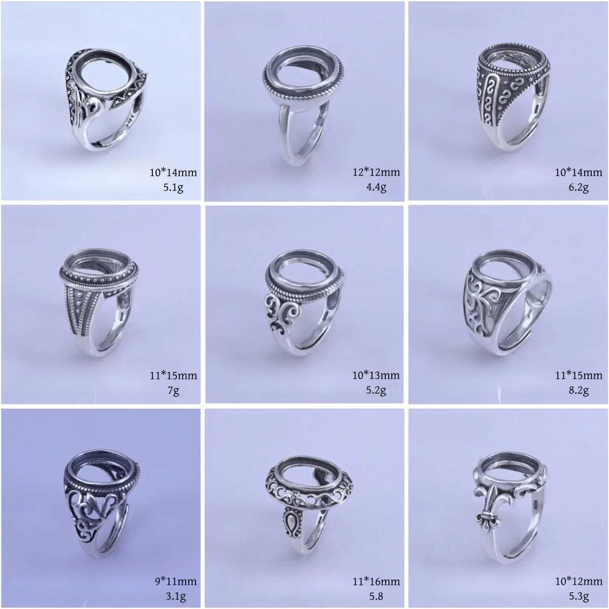 Setting 9*11/10*12/12*14/11*15/10*13mm Gemstone S925 Sterling Silver Ring Empty DIY Support for Men Fine Fashion Charm JewelryXJ250110