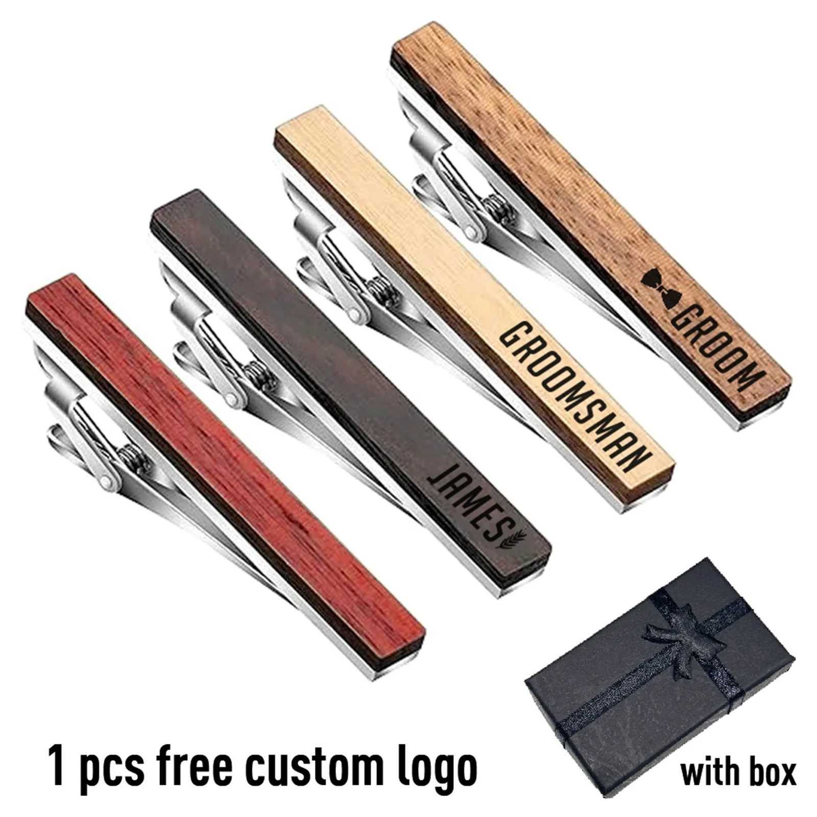Free laser engraving custom tie clip wooden tie rod with personalized engraving gift suitable for grooms wedding party gift mens gift W250111
