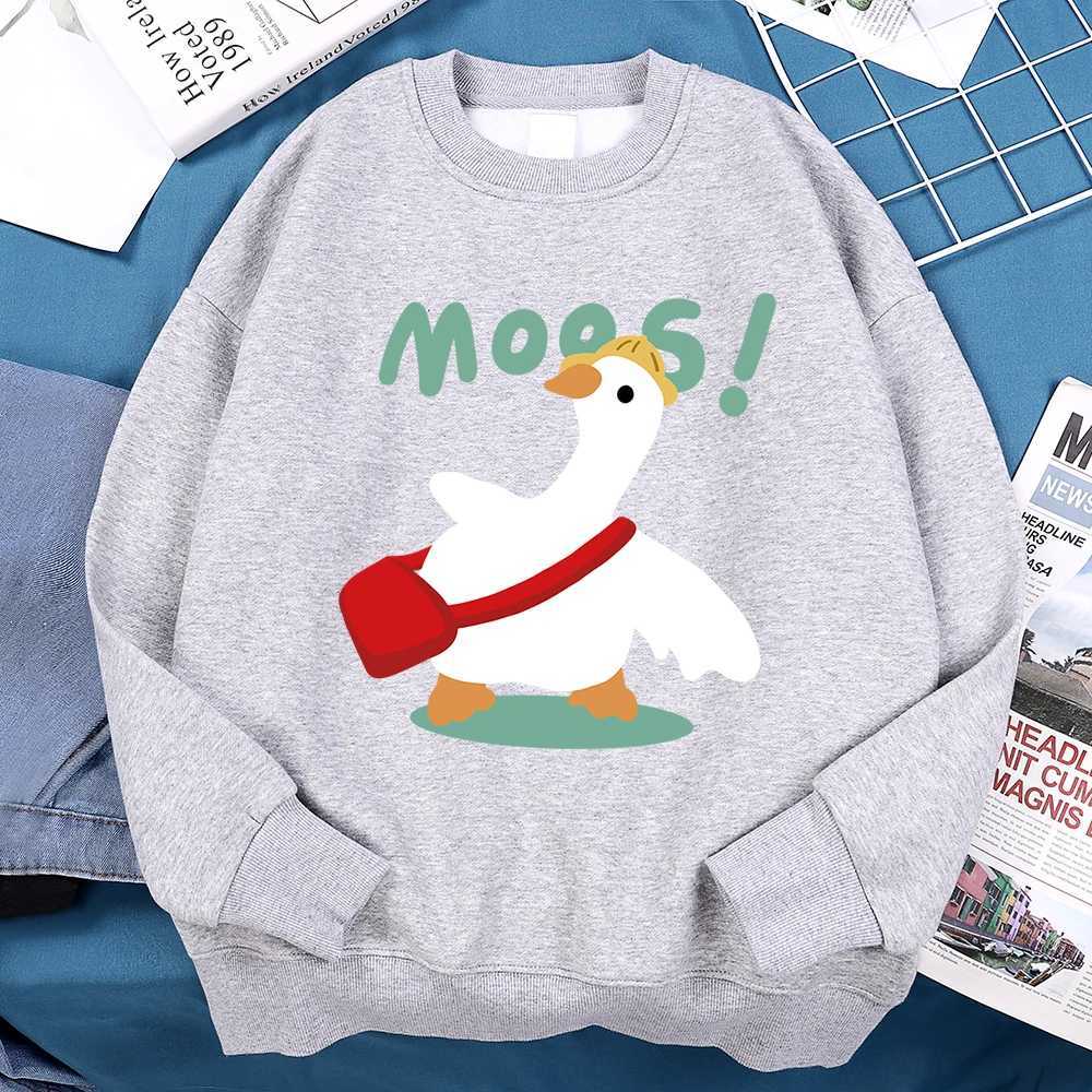 Big White Duck Goes to School Mens Harajuku Hoodie Fashion Wool Sweatshirt Autumn Wool Fitness Womens Hoodie W250110