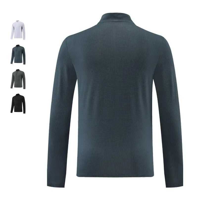 Quick drying long sleeved T-shirt mens autumn and winter gym running and training track and field fitness clothing half zip top W250111