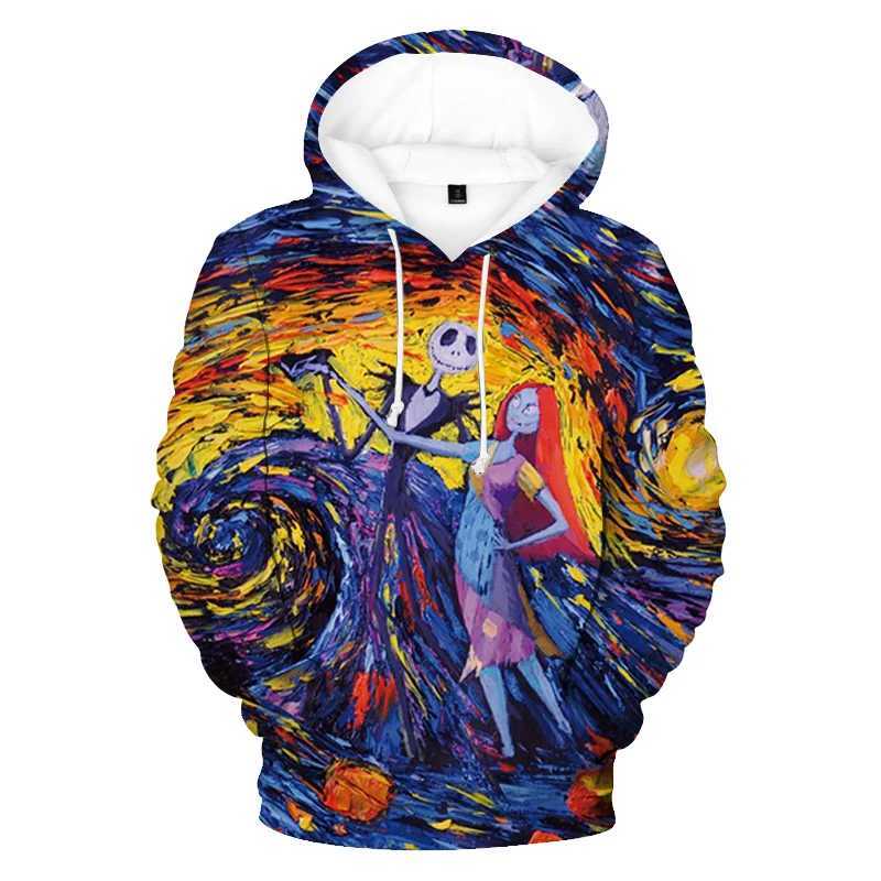 Mens Halloween sweatshirt mens Harajuku skull hooded clothing spring loose mens sweatshirt 3D printed cartoon sweatshirt W250110