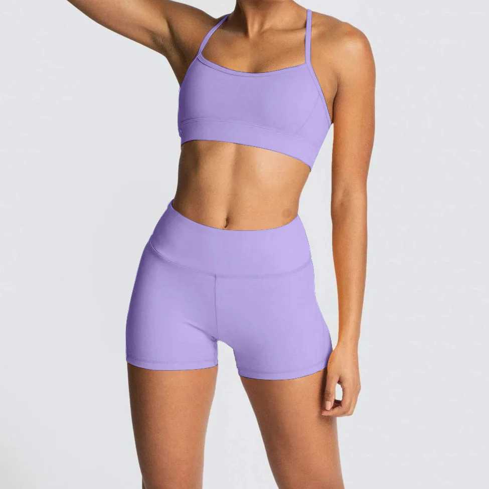 New seamless two-piece running bra shorts with polka dot pattern sports bra beauty back gym 2-piece set short clothes X250110
