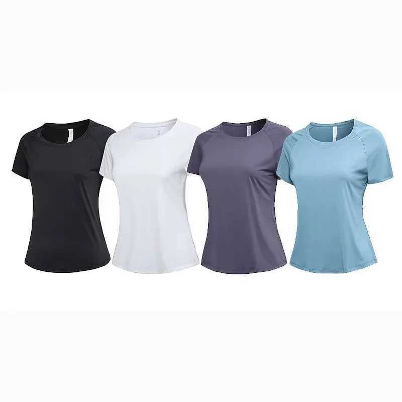 Short sleeved womens loose quick drying T-shirt sports running shirt elastic casual round neck breathable yoga suit summer W250111