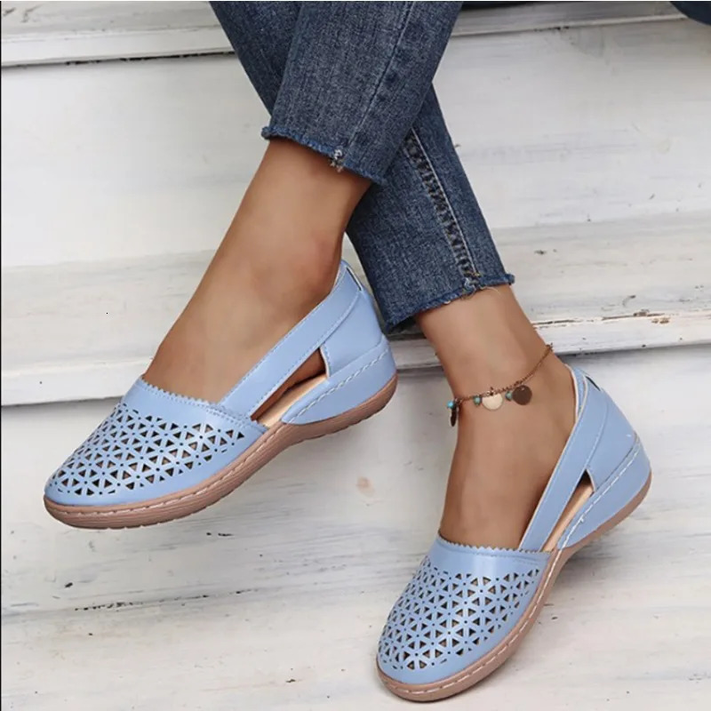Womens Sandals 2024 Summer Handmade Ladies Shoes Leather Breathable Sandals Women Flats Retro Style Cusomized Support Slipper 250106