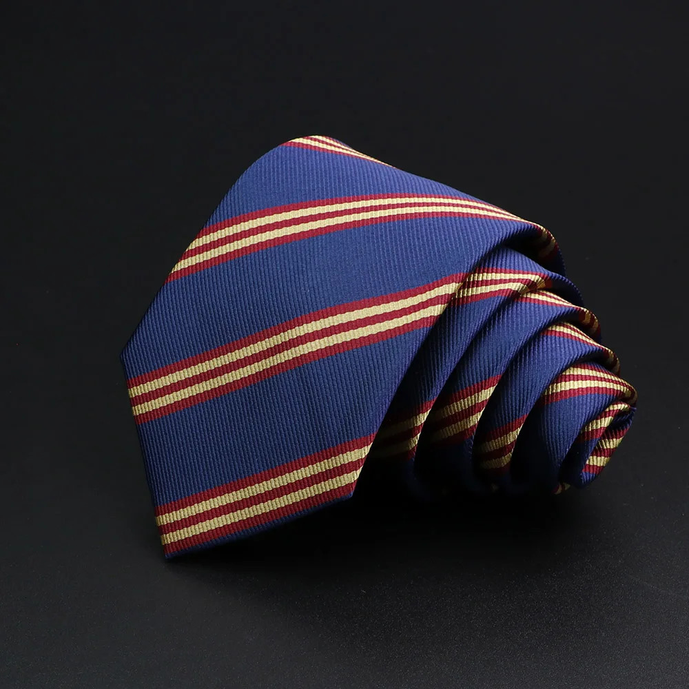 Mens Tie Classic Stripe 7cm Jacquard Red Blue Green Necktie Daily Wear Cravat Wedding Party Dress Accessories Gift For Man 250103
