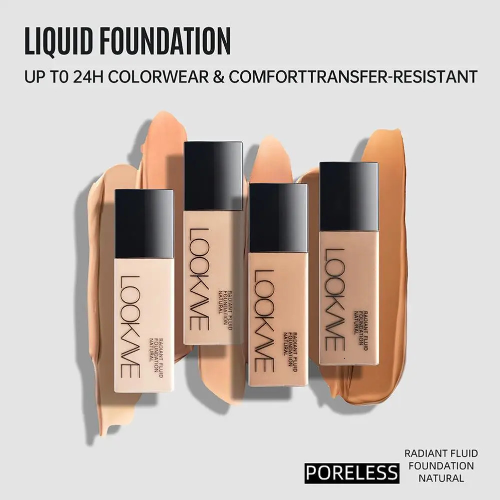 LOOKAVE Liquid Foundation Long Lasting Full Coverage Natural Matte Moisturizing Concealer CC Cream Base Makeup 241230