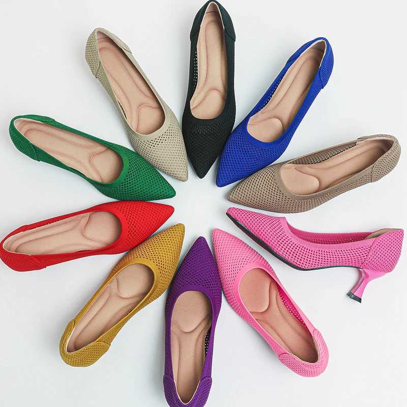 New Arrival New Summer Womens High Heels with Hollow Mesh Knitted Breathable Shoes (6cm High) T250110