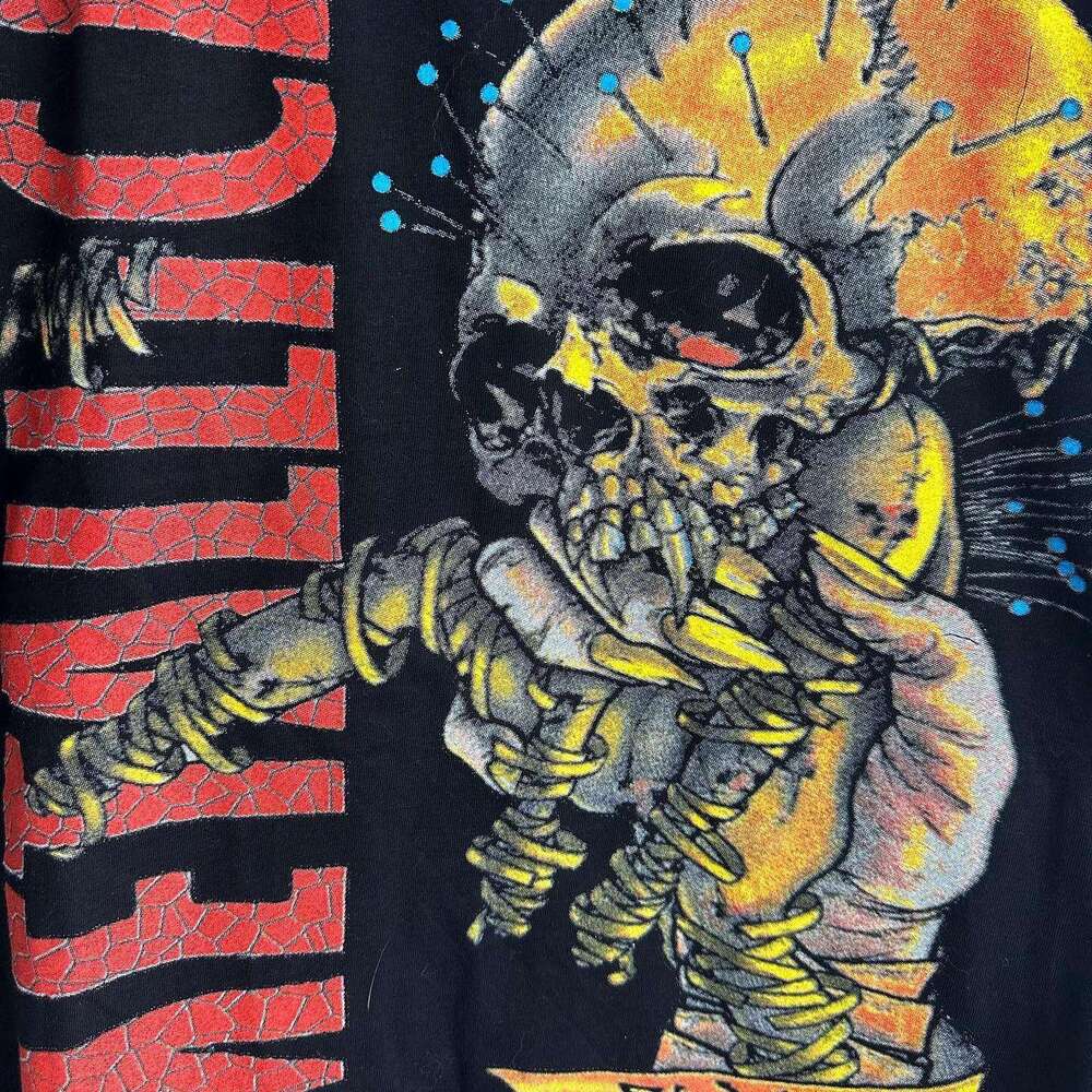 Metal band trendy brand personality niche print short sleeved nostalgic top T-shirt men's tee