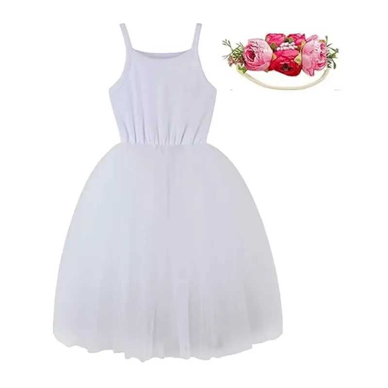 Preschool girl solid Tutu dress baby fluffy chiffon dress sleeveless cotton Sundress princess dress Pageant Par 0-5T W250111