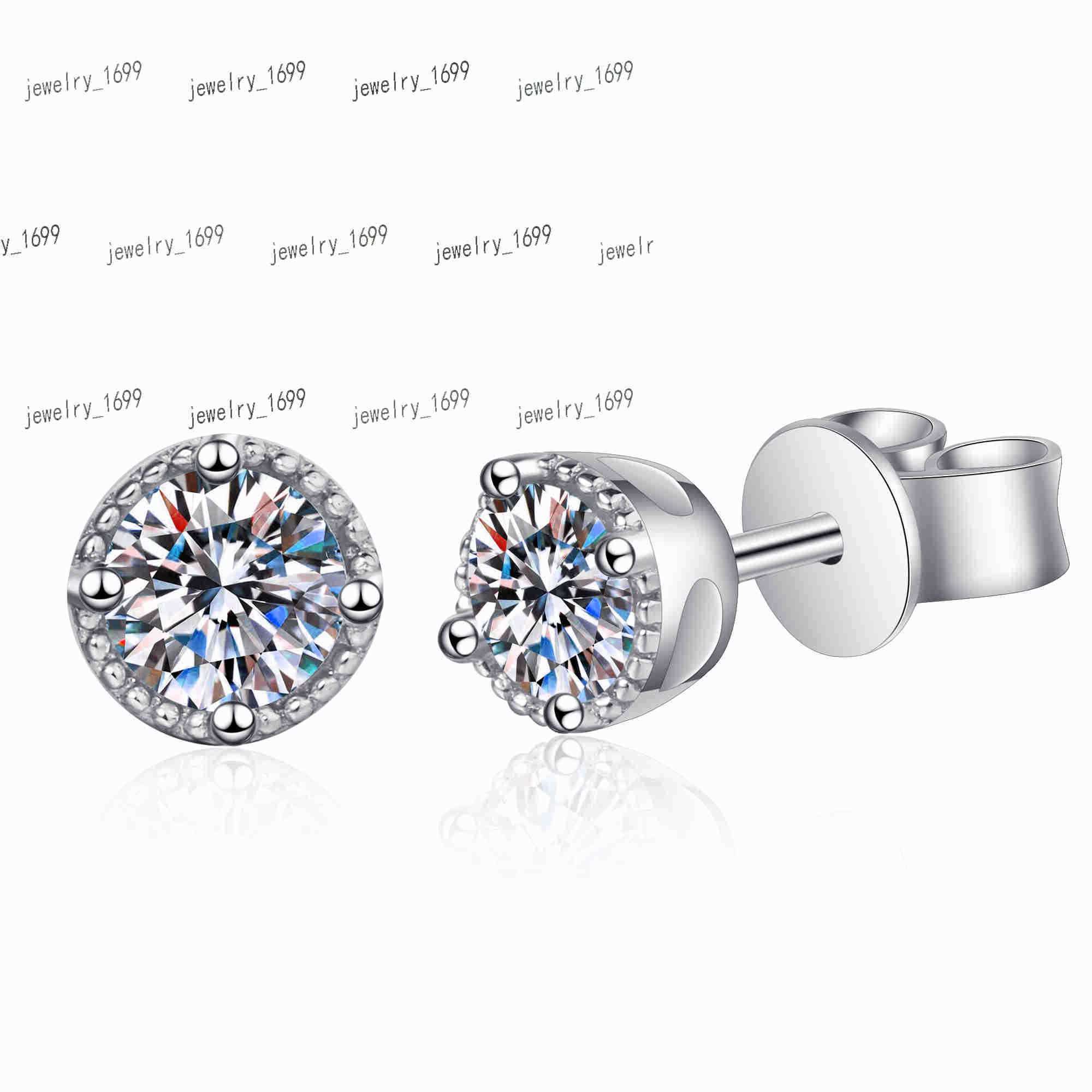 Fashion Earrings 925 Silver Gold Plated 0.6CT Moissanite Diamond Earring Studs Wedding Temperament Glamour Women Fine Jewelry