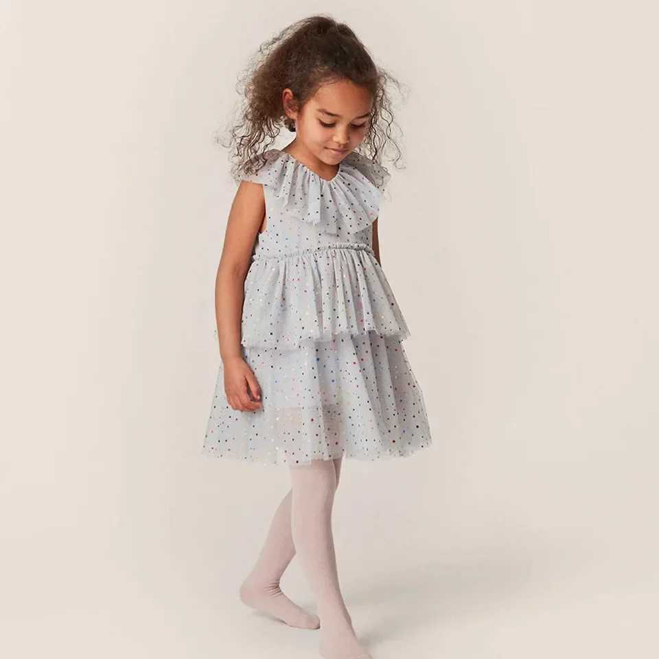 Ks Spring Baby Sparkling Mesh Dress Shining Tutu Skiing Childrens Clothing Baby Christmas Par Long Sleeve Vestidos W250111